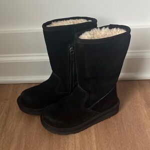 UGG Black Suede Boots with Fur Lining